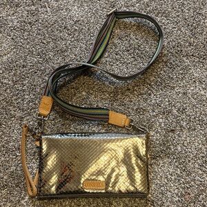 Consuela Metallic Crossbody Bag with Rainbow Strap